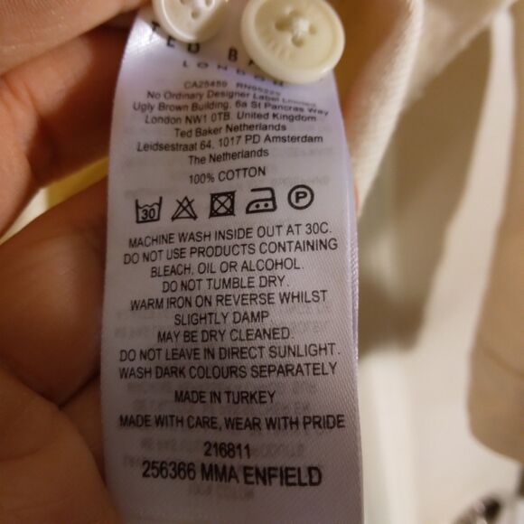 Ted Baker denim shirt mens 4 L Large ivory fleck long sleeve button London - Picture 10 of 11